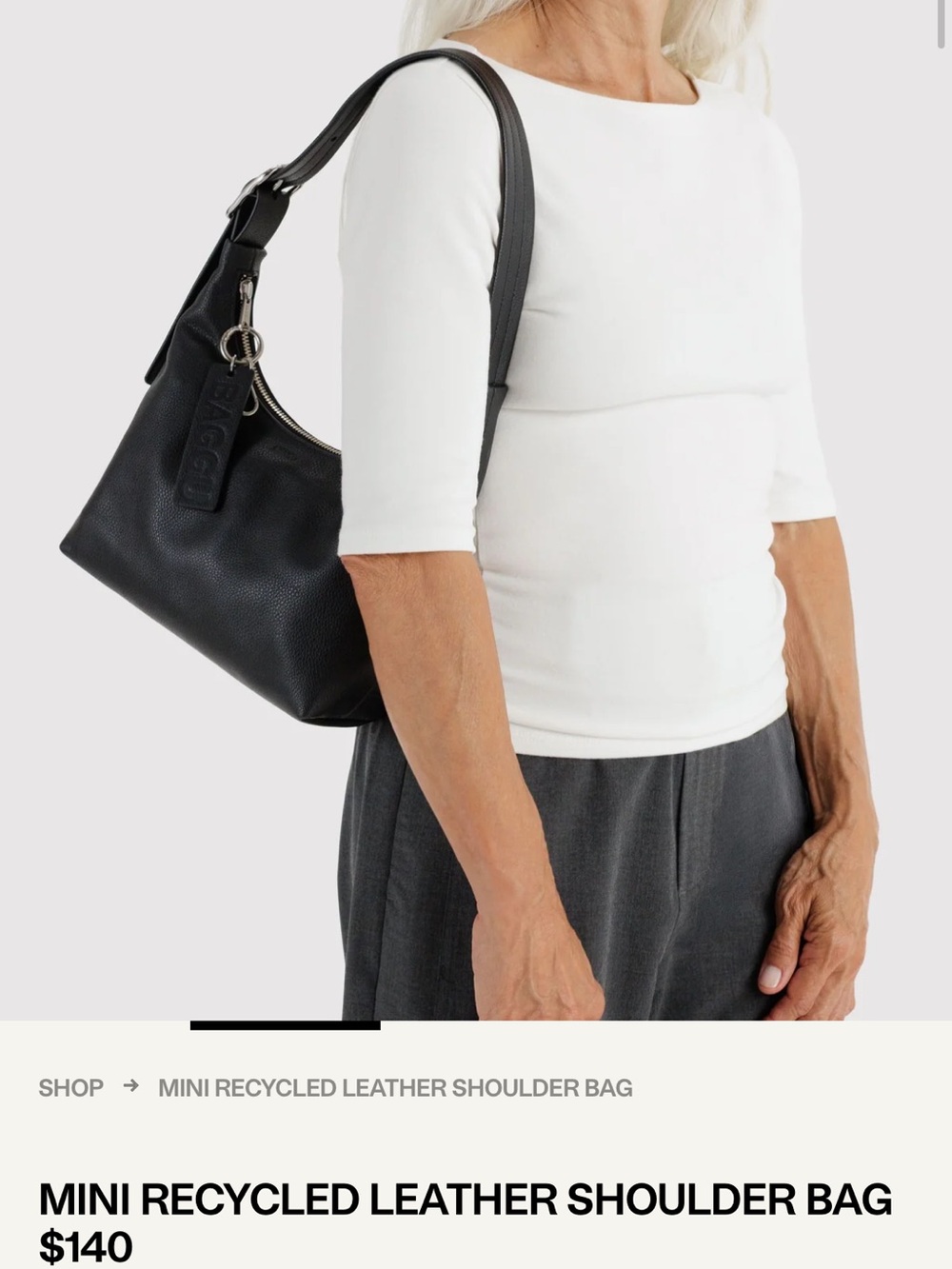 BAGGU MINI RECYCLED LEATHER SHOULDER BAG - Picture 10 of 10